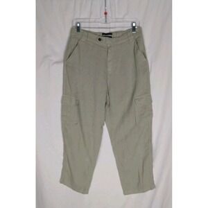Rachel Roy  Green Women's Pants M Linen Cargo Straight Leg ‎ Coastal Khaki NWOT